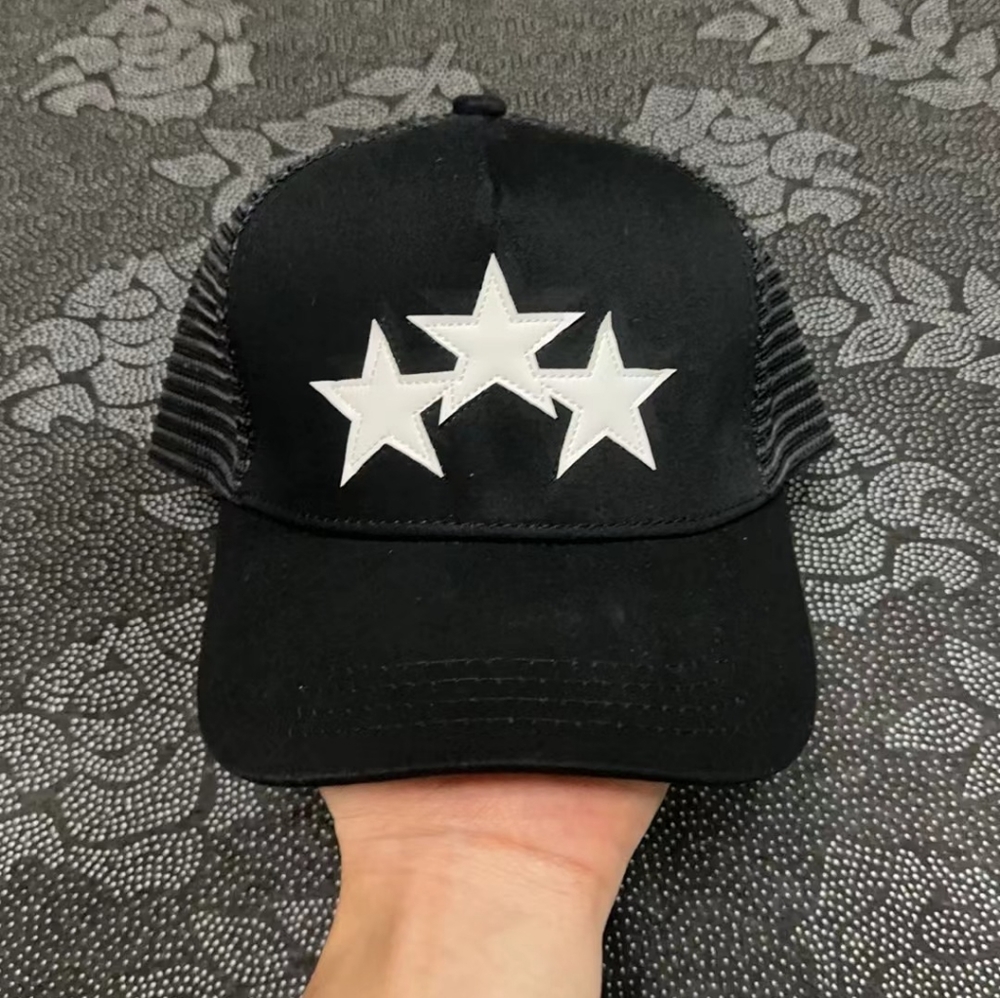 Amiri black three-star embroidered mesh baseball cap